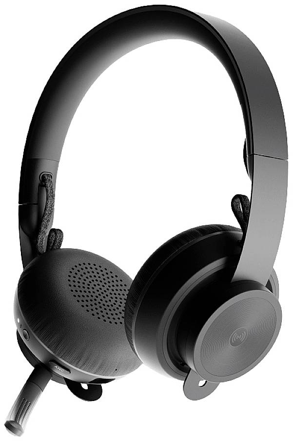 Cuffie over-ear nere con microfono regolabile, ideali per gaming o chiamate. Stile moderno e minimalista.