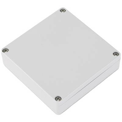 Contenitore rettangolare bianco in plastica con quattro viti visibili agli angoli.