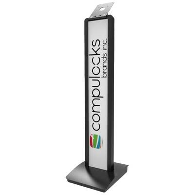 Supporto per lucchetto per computer di Compulocks, design verticale, logo del marchio visibile.