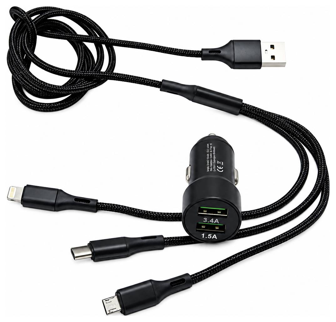 IWH Caricabatterie per auto dual USB 3IN1 12/24V Portata massima corrente=3.4 A 12/24 V-1