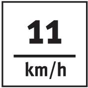 '11 km/h' su sfondo nero, scrittura bianca.