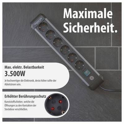 Brennenstuhl 1391030600 Multipresa con interruttore Argento, Nero Schuko 1 pz.-4