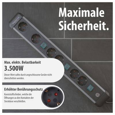 Brennenstuhl 1391030601 Multipresa con interruttore Argento, Nero Schuko 1 pz.-5