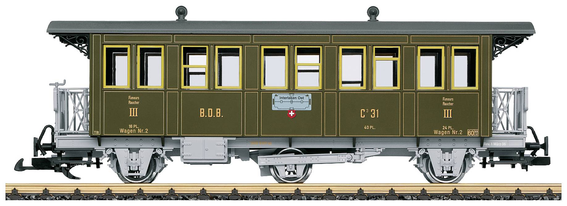 Brawa - 45255 Carrozza Passeggeri A Scompartimenti DB A Carrelli Tipo 100 Porte 3 Classe Epoca Iiia Altra Numerazione