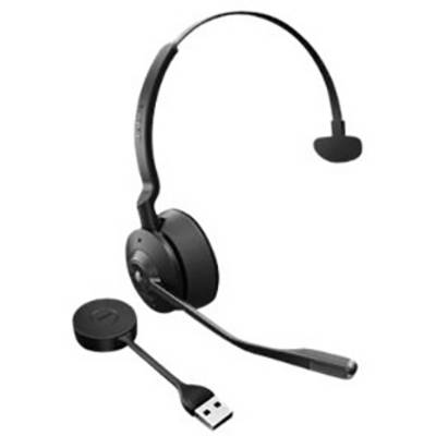 Cuffie wireless con connessione USB e microfono. Ideali per applicazioni da ufficio e comunicazione online. Colore nero, design minimale.