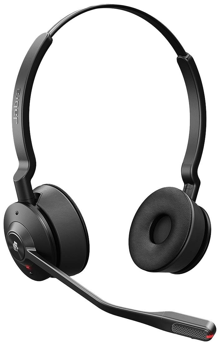Cuffie wireless nere con braccio del microfono, dalla forma ergonomica, per un utilizzo confortevole e una trasmissione vocale chiara.