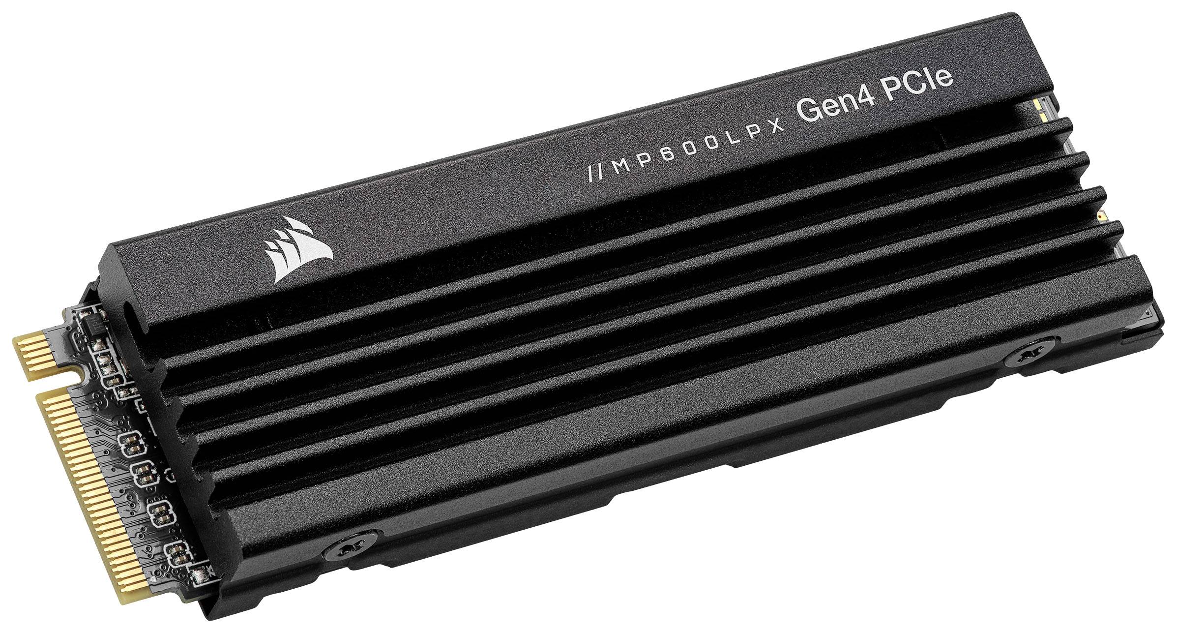 Un'SSD PCIe Gen4 in involucro nero con alette di raffreddamento.