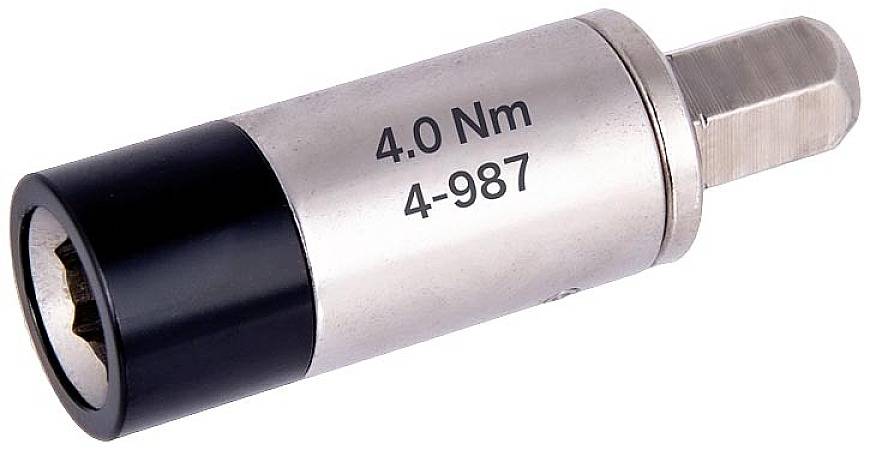 Adattatore di coppia con la scritta '4.0 Nm 4-987', utilizzato per la misurazione e la regolazione precisa dei momenti di serraggio.