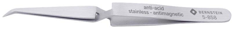 Pinzetta in metallo con incisione 'anti-acid inossidabile - antimagnetica', marca Bernstein, modello 5-858.