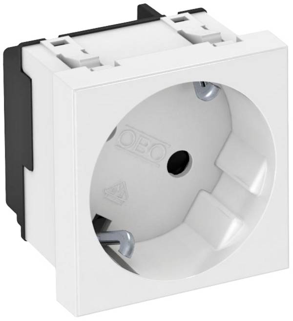 OBO Bettermann 6120073 Modulo apparecchi Presa di corrente singola (L x A x P) 45 x 45 x 42 mm 1 pz. Bianco