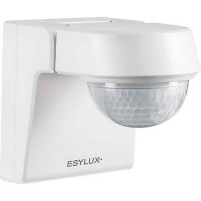 Un rilevatore di movimento bianco di ESYLUX con un sensore rotondo, utilizzato per il monitoraggio degli ambienti.