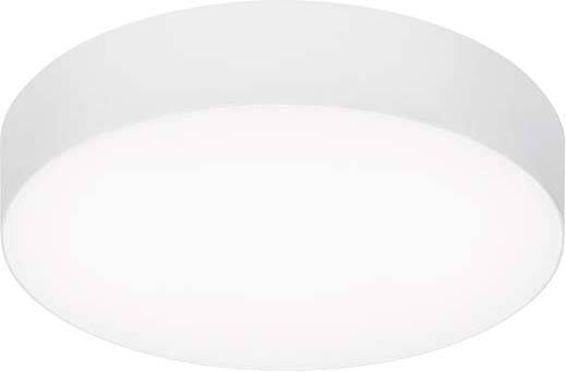 Plafoniera bianca, rotonda, dal design essenziale. La lampada diffonde una luce uniforme ed è ideale per ambienti interni moderni.