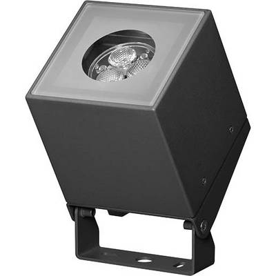 Un proiettore LED quadrato in un involucro di metallo nero, adatto per l'illuminazione esterna.