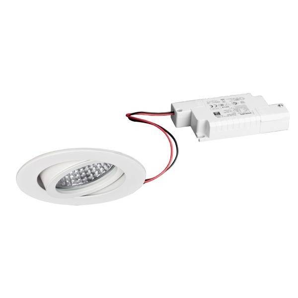 Faretto LED da incasso con cornice bianca e trasformatore incluso. Adatto per montaggio a soffitto, design moderno, altamente efficiente dal punto di vista energetico.