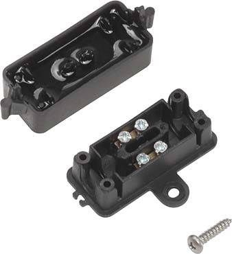 Interruttori di connessione elettrici, due parti, colore nero, con viti per il fissaggio, idonei per il collegamento di cavi in apparecchiature elettriche.