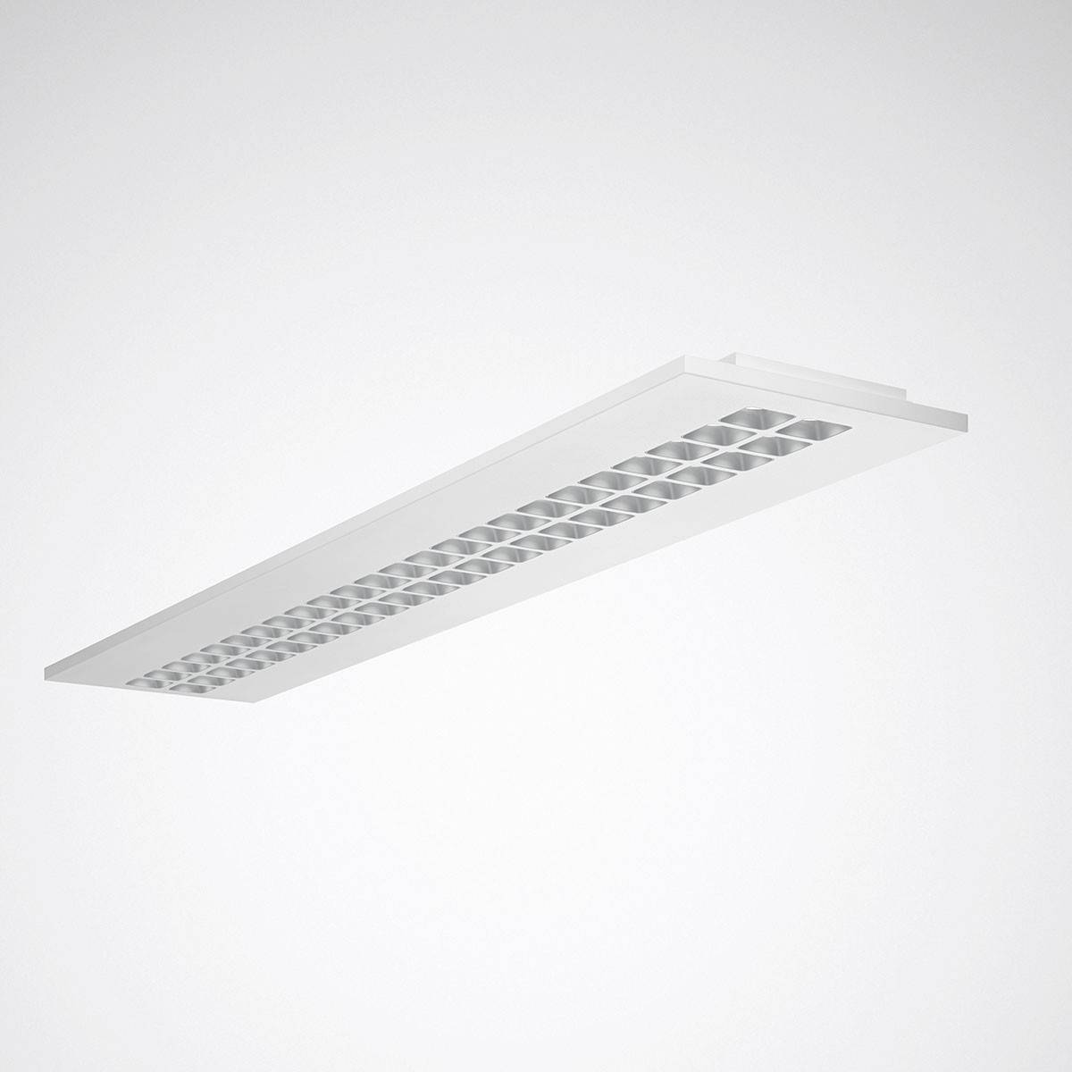 Una plafoniera LED bianca da incasso a soffitto, di forma rettangolare con griglia, adatta per uffici o locali commerciali.