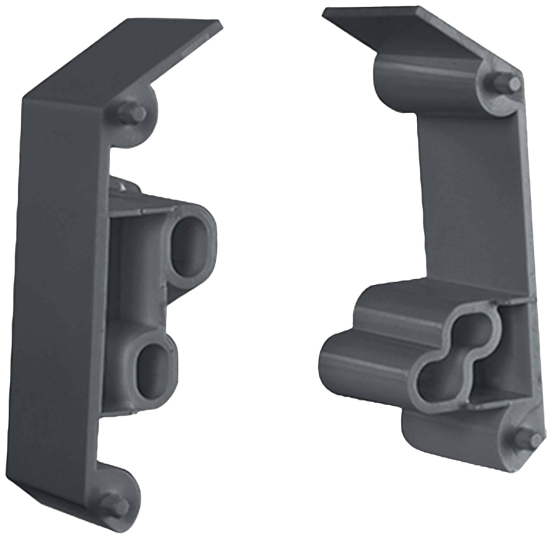Elementi LEGO® grigi, disposti simmetricamente, con forme rettangolari e cavità circolari, potenzialmente idonei per progetti di costruzione.