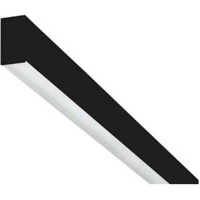 Una moderna plafoniera LED nera con profilo rettangolare. Emana una luce uniforme ed è adatta per ambienti interni.
