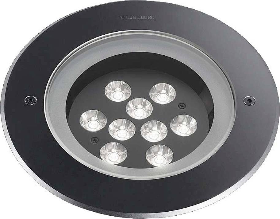 Una plafoniera rotonda da esterno con più lampade LED.