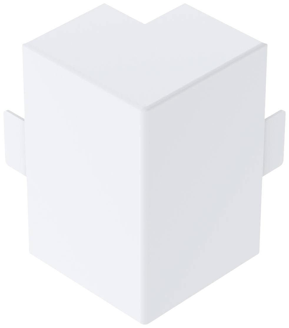 Un oggetto bianco, tridimensionale, a forma di L con ali sui lati.