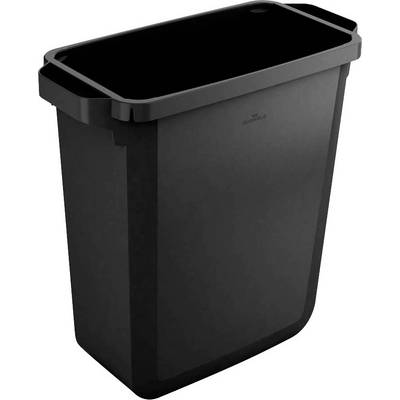 Un grande cestino dei rifiuti nero rettangolare.