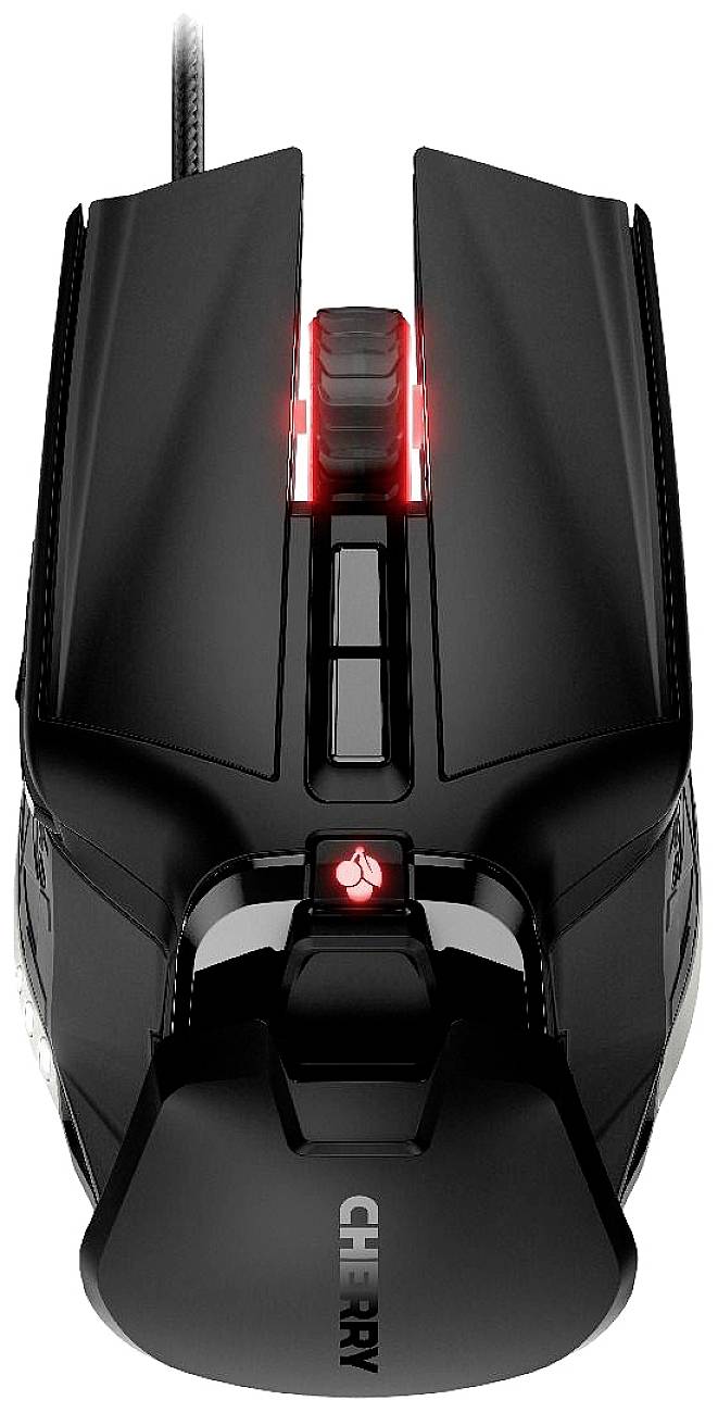CHERRY JM-9620 Mouse da gioco, Mouse Cablato Ottico Nero 9 Tasti 12000 dpi Illuminato, Peso ridotto, Memoria integrata