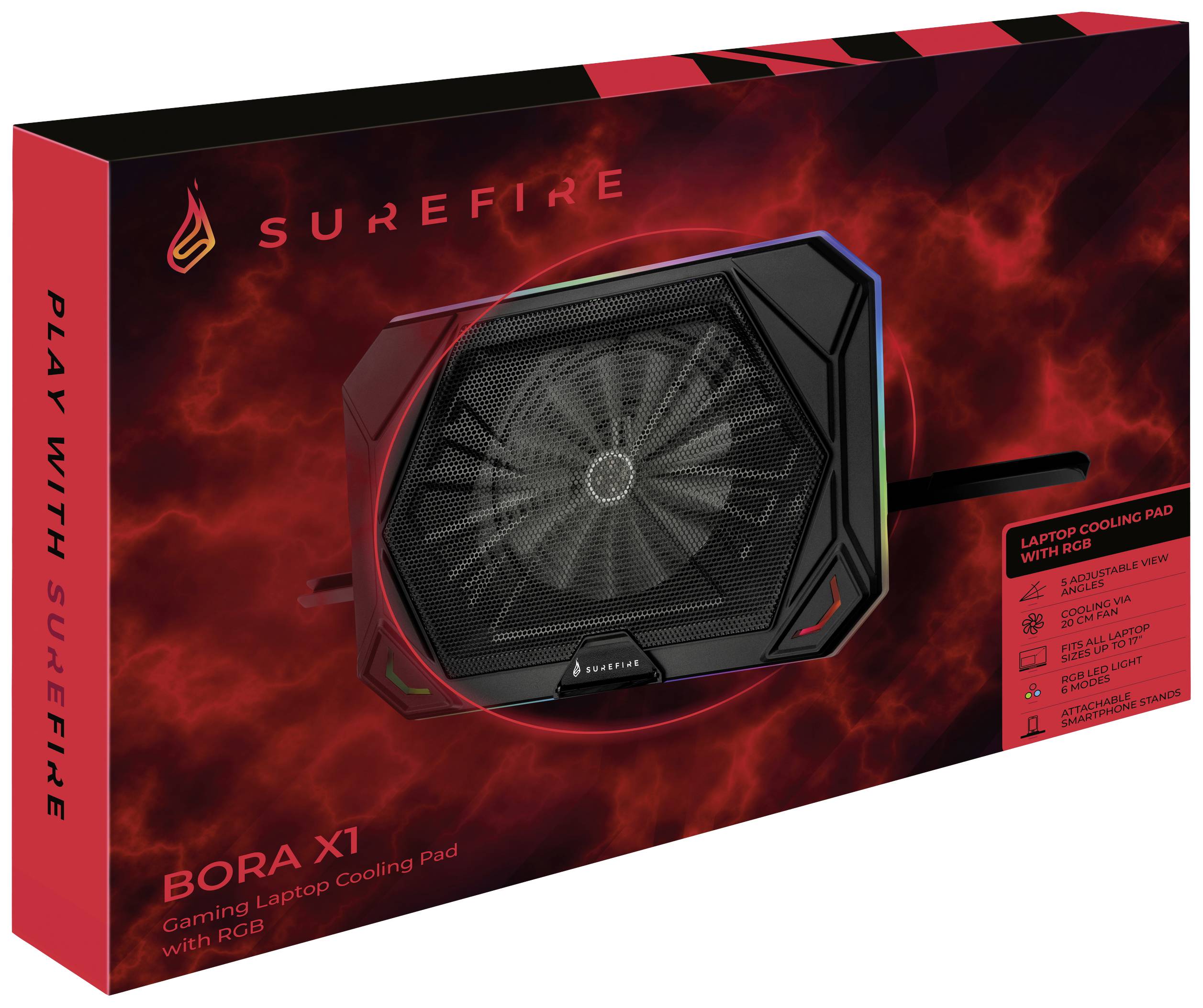 SureFire Bora X1 base di raffreddamento per laptop 43,2 cm (17") 750 Giri/min Nero-3