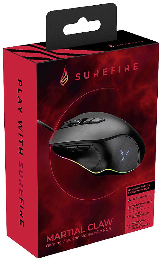 SureFire Martial Claw mouse Giocare Mano destra USB tipo A Ottico 7200 DPI (SUREFIRE MARTIAL CLAW RGB GAMING MOUSE)-3