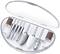 Set per la cura delle unghie con diversi accessori per manicure e pedicure in un astuccio ovale.