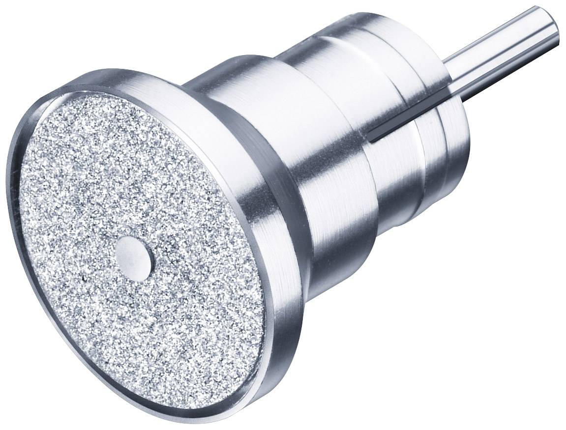 Testa di levigatura cilindrica argentata con disco abrasivo ruvido, adatta per la lavorazione superficiale di precisione e la finitura fine.