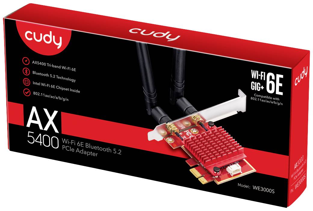 cudy WE3000S - Eingebaut - Kabellos - PCI Express - WLAN / Bluetooth - 2400 Mbit/s Adattatore WLAN/Bluetooth PCI Express-2
