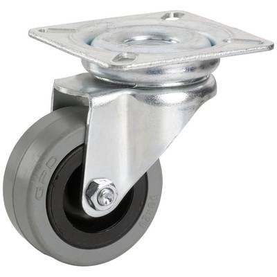 Ruota di trasporto grigia, girevole, con supporto in metallo, adatta per mobili o dispositivi di trasporto.