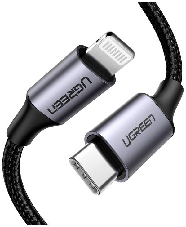 UGREEN Cavo USB Spina USB-C®, Connettore Apple Lightning 1.00 m Grigio 60759