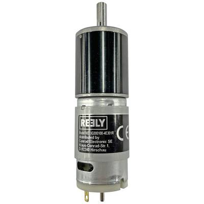 Motore elettrico del marchio Reely, modello IG300100-4E301R, distribuito da Conrad Electronic SE, con marchio CE.