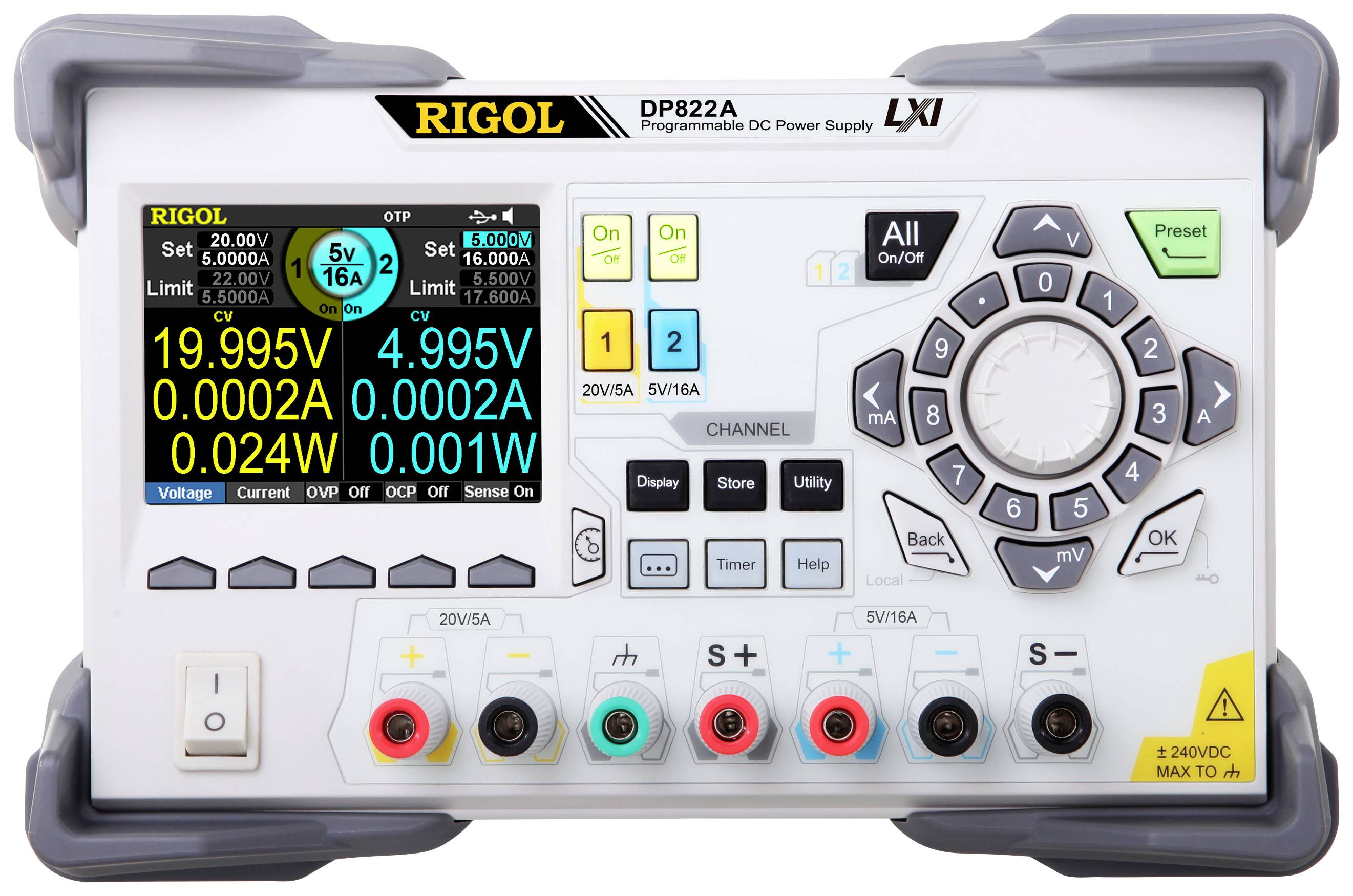 Rigol DP822 Alimentatore da laboratorio regolabile 0 - 20 0 - 5 A 180 W Num. uscite 2 x
