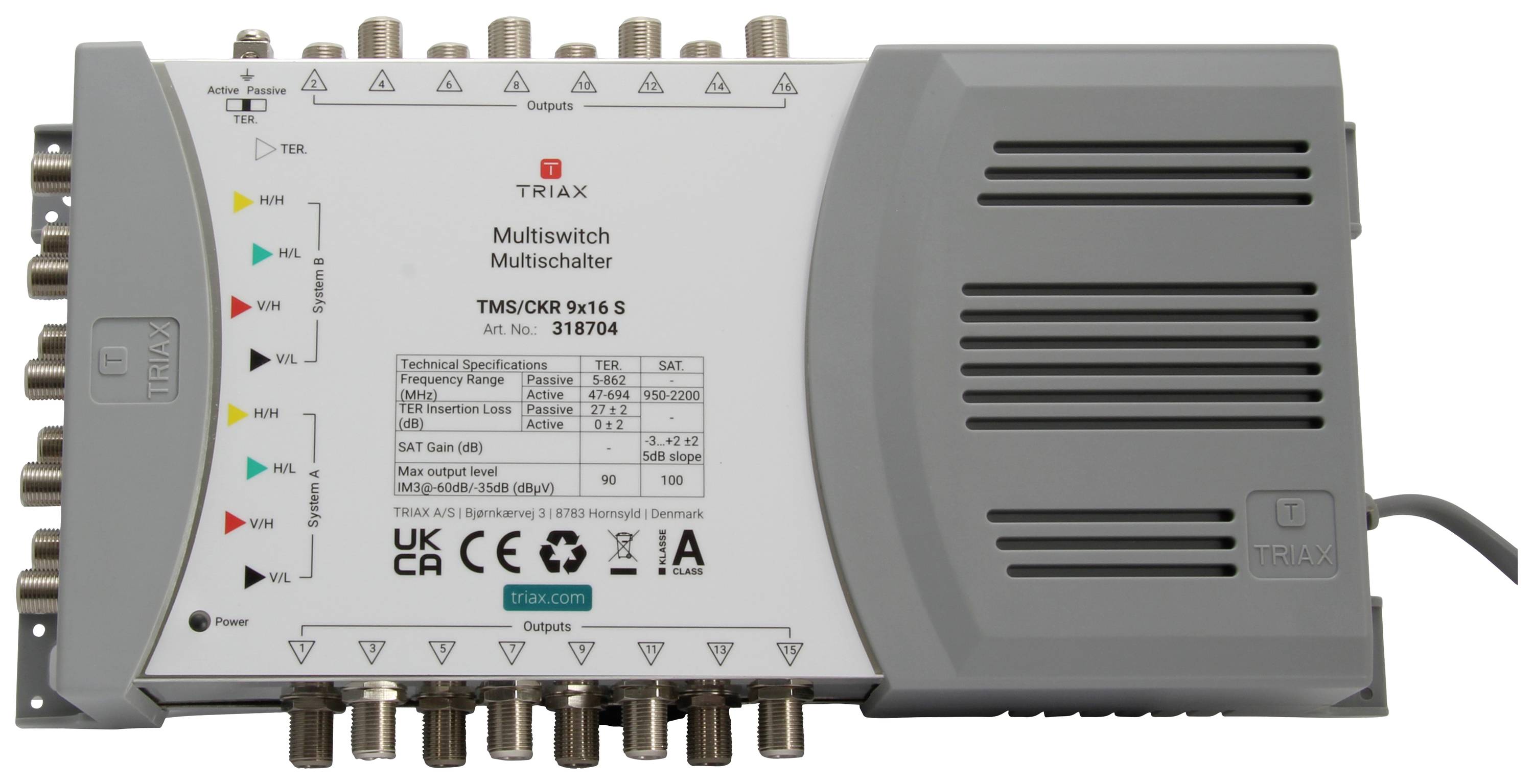 Triax TMS/CKR 9x16 S distribuzione a blocchi satellitari 5 ingressi 16 uscite (318704)