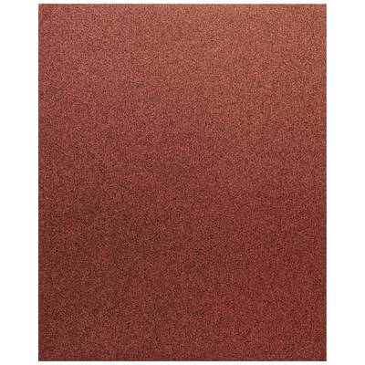 Un foglio di carta vetrata rossa con una tessitura uniforme e ruvida. Adatto per lavori di levigatura generali su legno o metallo.