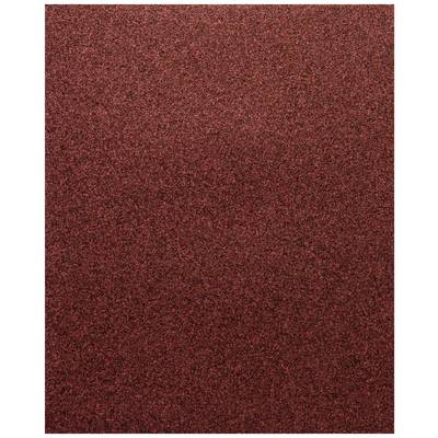 Un pezzo rettangolare di carta vetrata in un tono rosso grossolano. Trasmette la sensazione di ruvidità ed è adatto per lavori di levigatura.