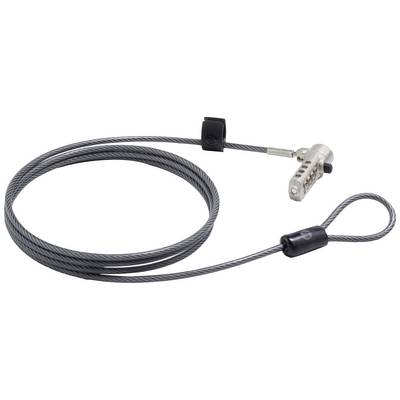 Lucchetto in cavo d'acciaio con combinazione numerica e cappio, per proteggere laptop o altri dispositivi dal furto.