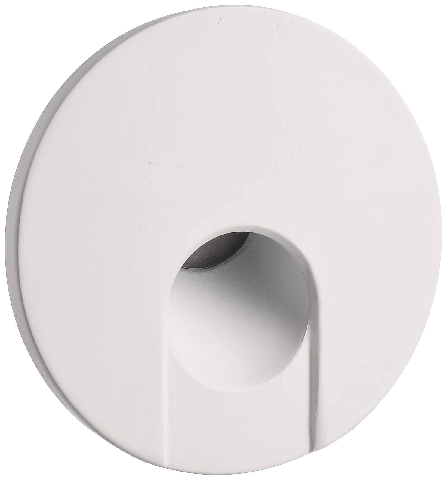 Targa rotonda bianca per porta con un'apertura per la maniglia. Design semplice e moderno.