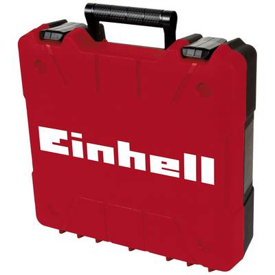Valigetta degli attrezzi rossa con la scritta bianca 'Einhell' sulla parte anteriore e una maniglia nera in alto.