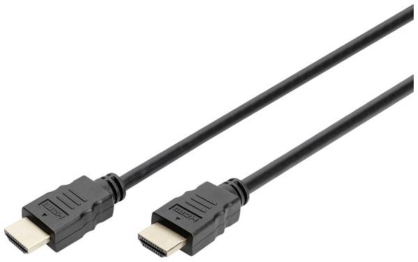 Digitus HDMI Cavo Spina HDMI-A 5.00 m Nero DB-330123-050-S UHD 4K;, Canale di ritorno, Flessibile, Schermatura a fogli, Schermatura intrecciata, Schermatura totale, tondo Cavo HDMI