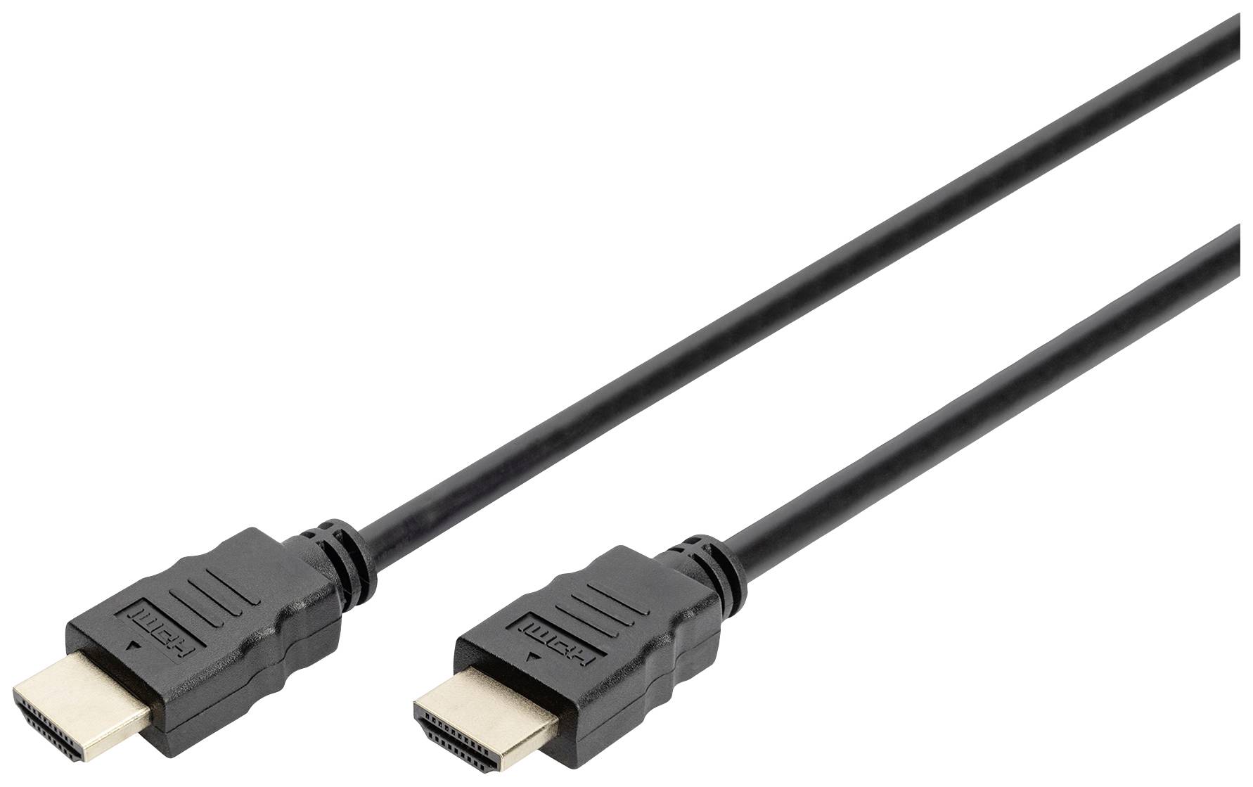 Cavo HDMI nero con due connettori, utilizzato per la trasmissione di segnali audio e video tra dispositivi.