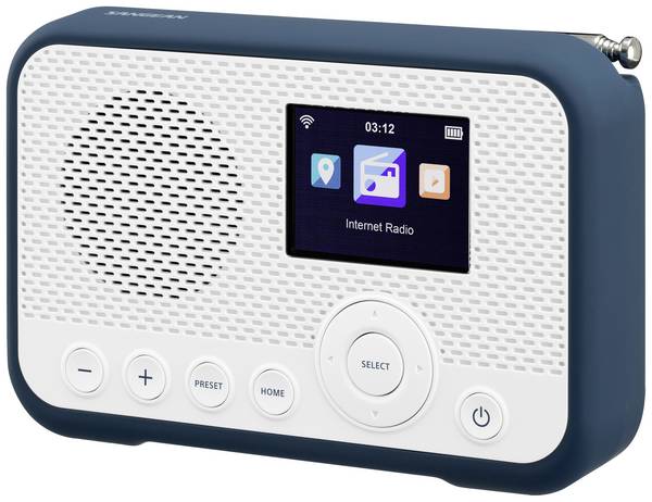 Sangean WFR-39 Radio Internet Pocket Internet, DAB, FM Internetradio, FM, WLAN  Spotify, Funzione allarme, ricaricabile Bianco, Blu