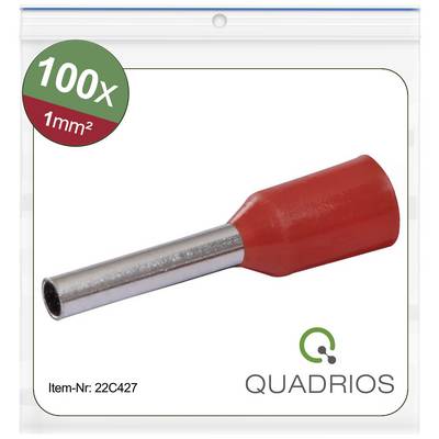 Confezione da 100 capicorda isolati rossi, sezione 1 mm². Codice prodotto: 22C427. Marca Quadrios.