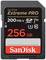 Scheda SanDisk Extreme PRO da 256 GB, velocità di scrittura fino a 200 MB/s, ideale per riprese fotografiche e video ad alta risoluzione.