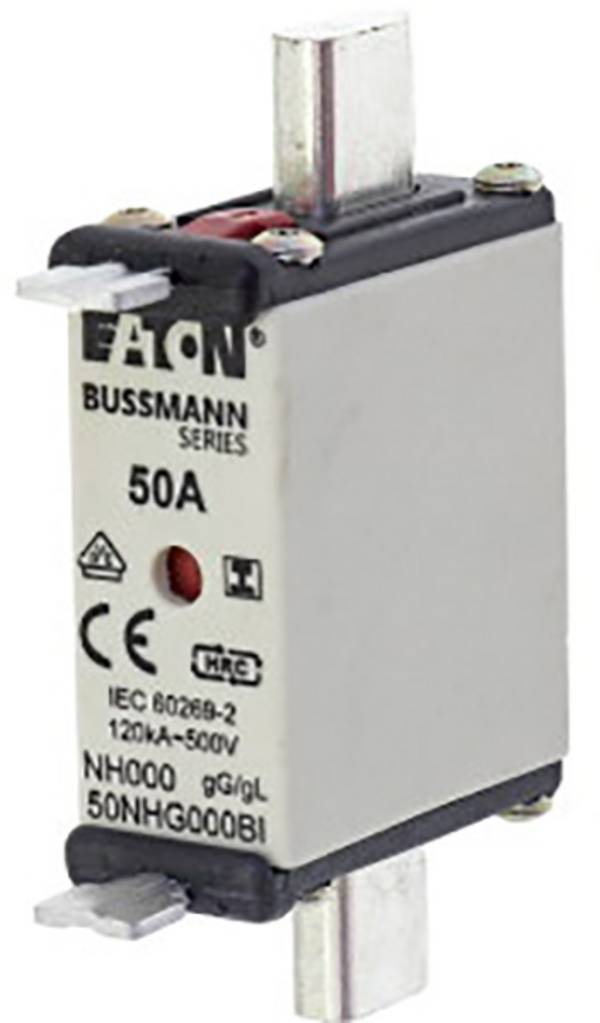 Eaton 50NHG000BI Fusibile NH con visualizzazione sicura meccanica Adatto per Fusibili dim. da 000 a 4 Misura fusibile = 000 50 A 500 V 3 pz.