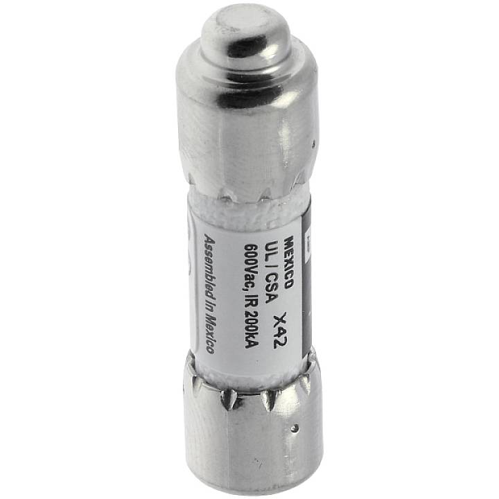 Dispositivo di sicurezza metallico con etichetta '600Volt, IR 200kA'.