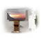 Un televisore a schermo piatto su un mobile TV in legno, che mostra un paesaggio montano al tramonto, è posizionato davanti a una parete con delle piante accanto.
