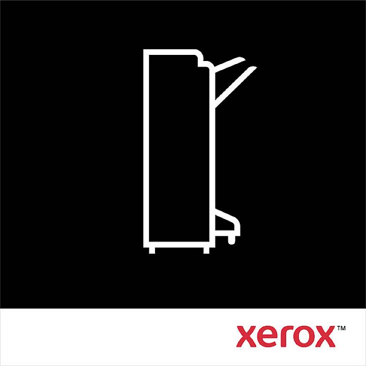 Un simbolo di linee bianche di una fotocopiatrice su sfondo nero con la scritta rossa 'xerox' in basso a destra.